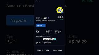 Lançamento de 1.000 puts a R$ 0,65, strike R$ 26.39 